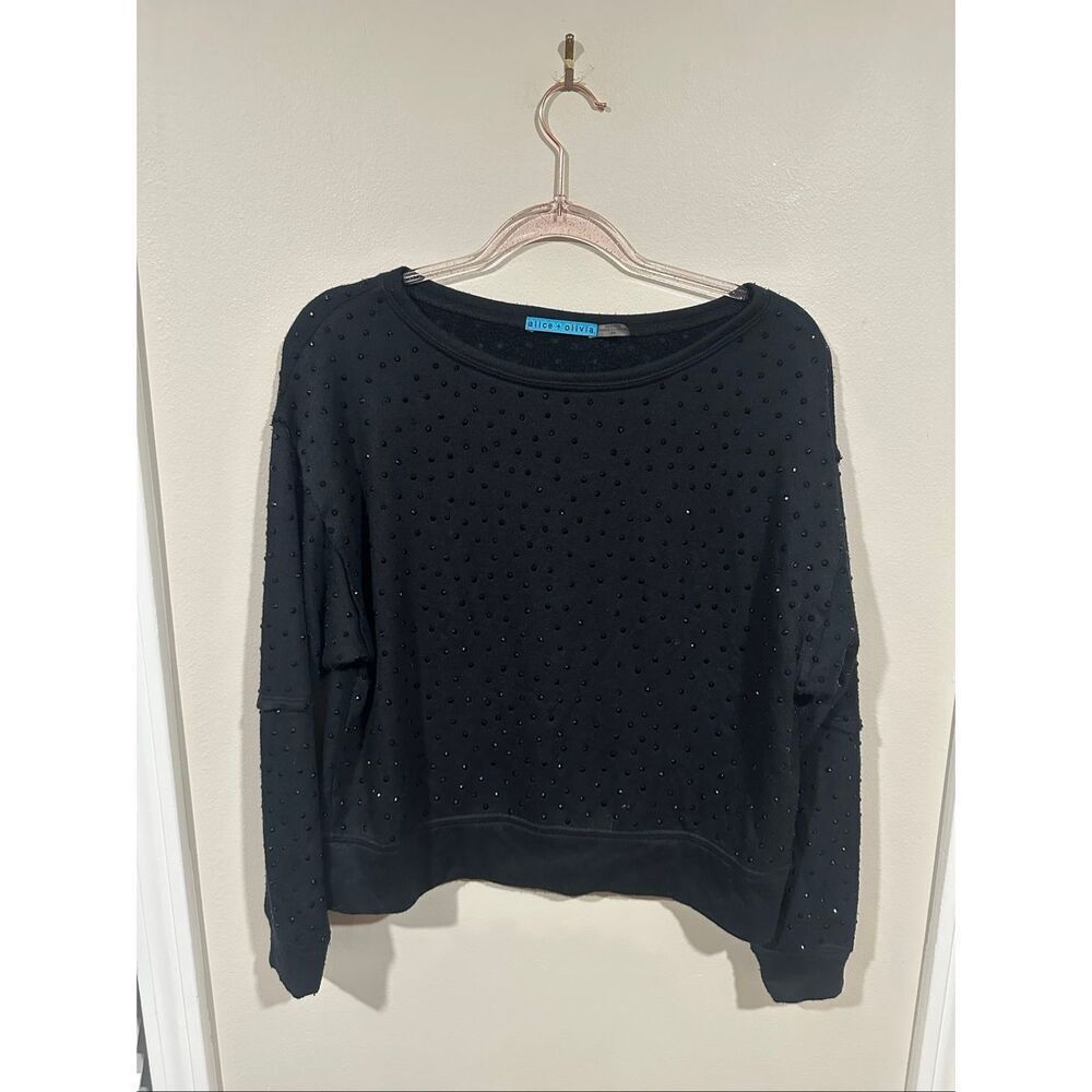 Alice + Olivia Black Rhinestone Long sleeve Medium